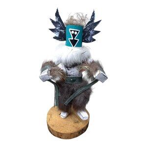 Vintage Signed Elvis D Native American Kachina Doll Removable Mask Sunface 8"